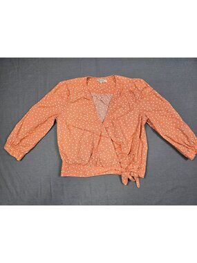 Madewell XS Peach Wrap Blouse Star Print 100% Cotton